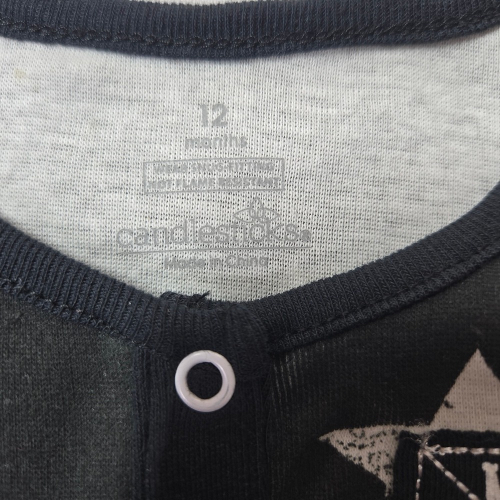 Candlesticks 1 Pc No one sleeps till I say so Snug Fitting Pajamas Sz 12M - Picture 3 of 12